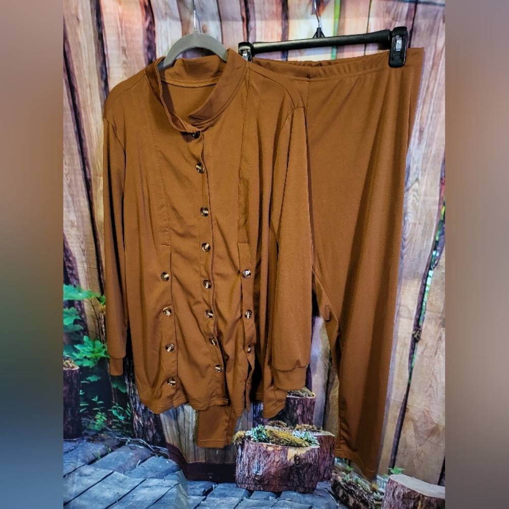 Elegant Brown Women's Pants Suit